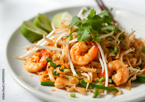 Thai food Pad thai with shrimp ,  Thai pasta with shrimps