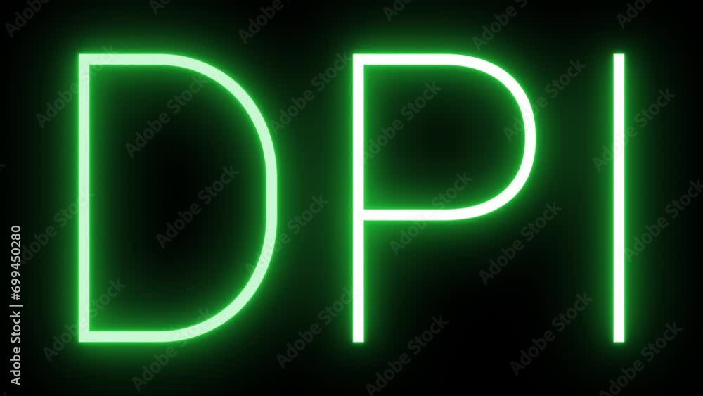 Flickering neon green glowing dpi text animated on black background Flickering neon green glowing dpi text animated on black background