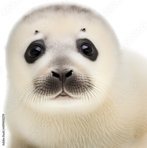 Baby harp seal isolated on transparent background. PNG