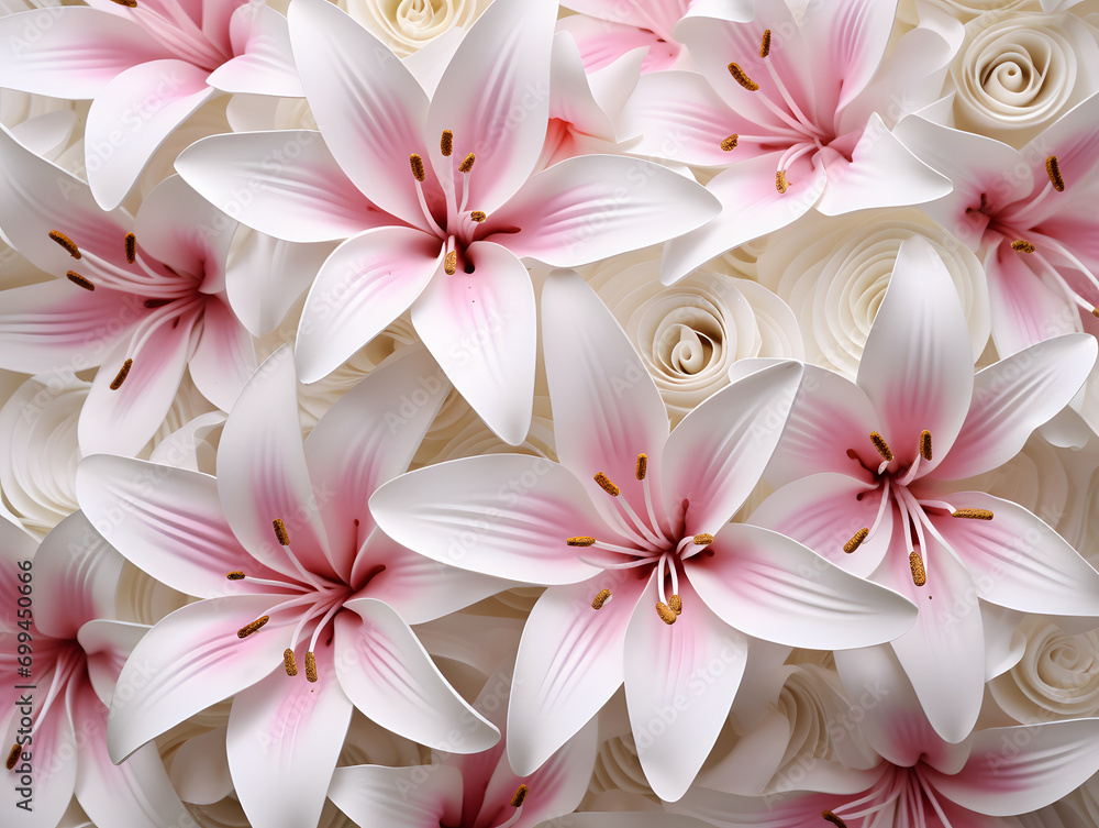 Obraz premium Pink lily-framed 3d wallpaper