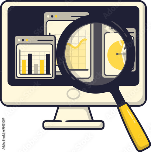 Statistics Data on Computer, Data Analyst Illustration photo