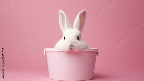 White Bunny in Pink Bucket © Flowstudio