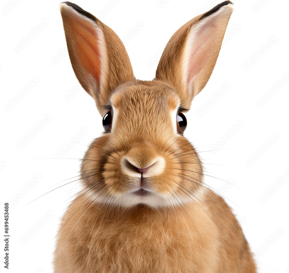 Portrait of rabbit isolated on transparent background. PNG