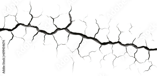 Crack isolated on transparent background. PNG