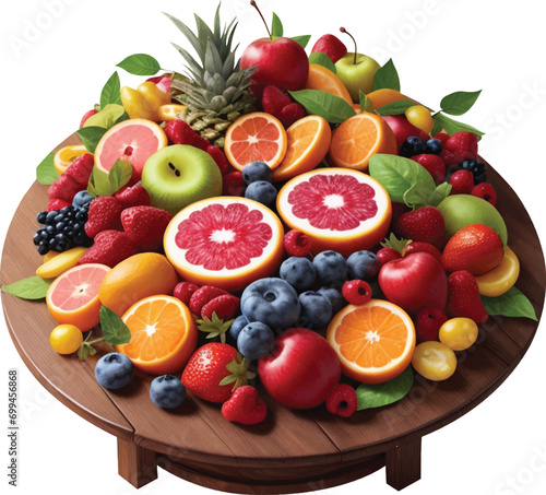 Fuits on round wooden table