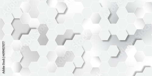 Abstract hexagon geometric surface. Modern white and grey hexagonal background. Luxury white pattern. Geometric style abstract white for present background, soft white .