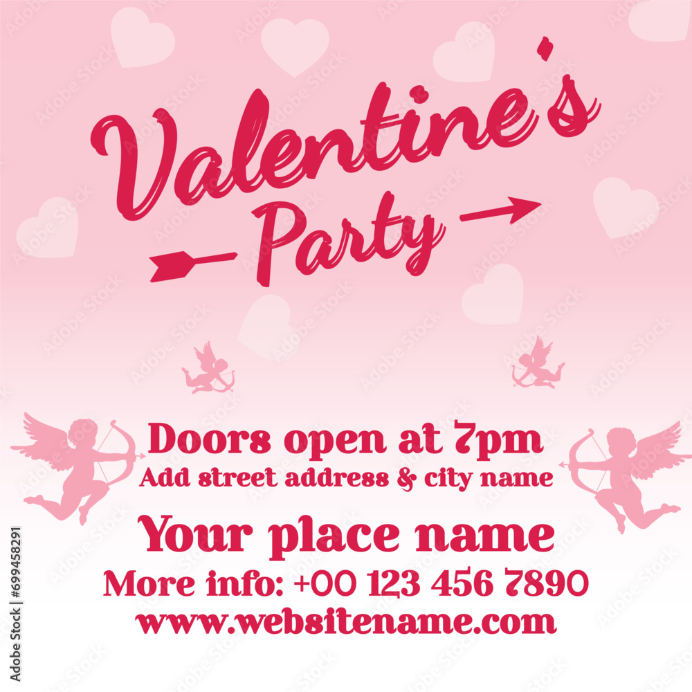 Valentine's party flyer poster social media post design