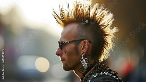 Close-up of Mohawk Hairstyle, young attractive model