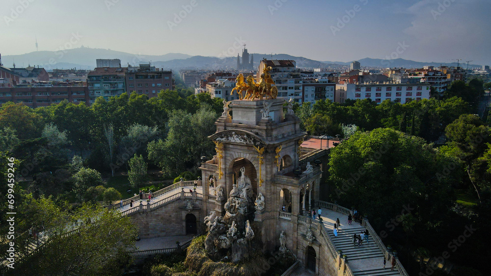 Fototapeta premium Aerial view of Parc de la ciutadella, Barcelona, Spain