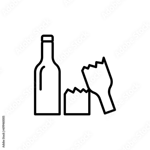 Cracked bottle outline icons, minimalist vector illustration ,simple transparent graphic element .Isolated on white background