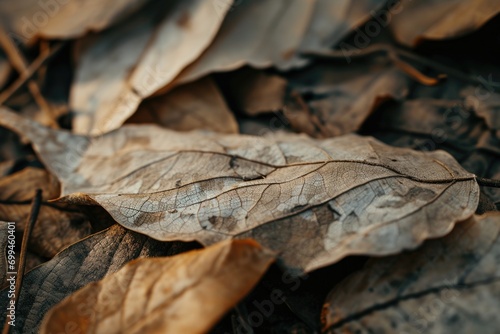 A detailed view of a single leaf lying on the ground. Can be used to depict the changing seasons or as a symbol of nature's beauty.