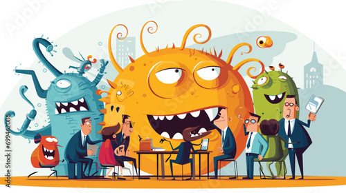 Idea monster brainstorming with humans: A friendly monster throws out wild ideas while human colleagues try to make sense of them.