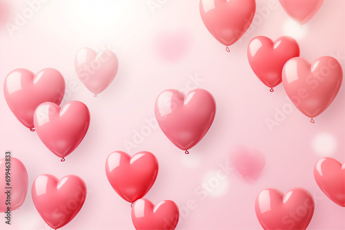 happy valentine's day background with pink helium balloons and hearts © Sabina Gahramanova