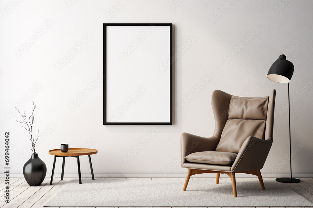 Minimalist Poster Frame Mockup created with Generative AI - obrazy, fototapety, plakaty 