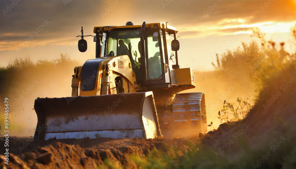 Large bulldozer working on the field Large bulldozer working on the field