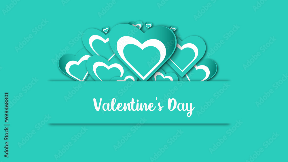 Valentine's Day illustration on a blue background with hearts. Premium vector