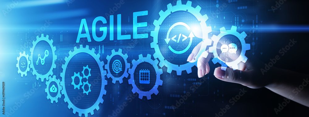 Agile flexible software development technique. Technology concept. Agile flexible software development technique. Technology concept.