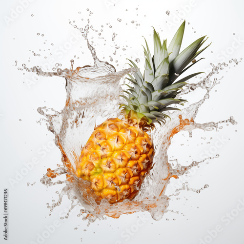 Drink wave splash with Pineapple, water splash and fruit beverage with Pineapple, Realistic flow of refreshment