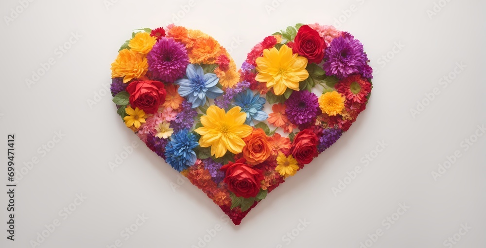 heart shape made from beautifull coloreful flowers Photo in high quality 4k high detailed full ultra Generative ai heart shape made from beautifull coloreful flowers Photo in high quality 4k high detailed full ultra Generative ai