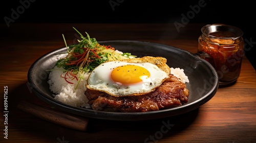 This is a pig trotter rice set meal with a fried egg