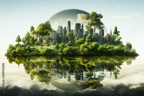Image of green urban development. Eco-friendly cityscape