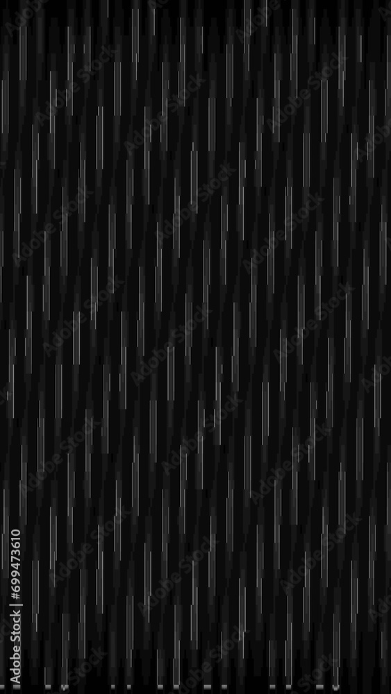 Lines texture. Glitch overlay. Static noise. Gray diagonal stripes strokes pattern distortion artifacts on dark black abstract illustration free space background.