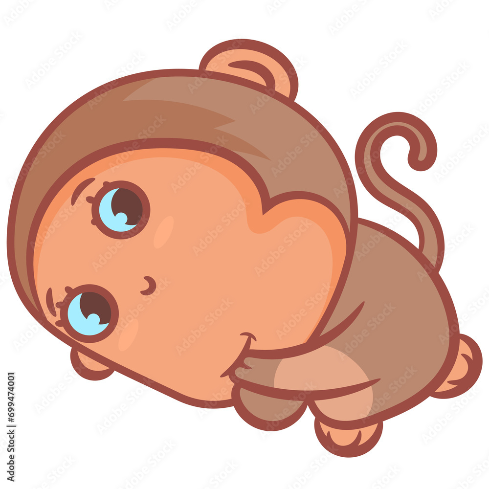 Little monkey cartoon smile and shy gesture Little monkey cartoon smile and shy gesture