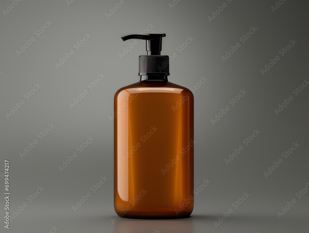 3D Amber Glass Pump Bottle Mockup 3D Amber Glass Pump Bottle Mockup