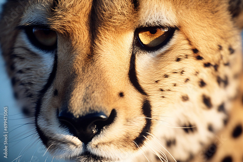 A close-up of a cheetah's intense gaze, symbolizing focus, speed, and a strong sense of determination.