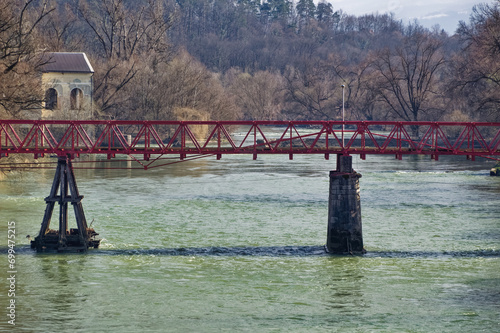 Obraz na płótnie Reconstructed old bridge over river Vrbas in Banja Luka, Bosnia and Herzegovina. w salonie