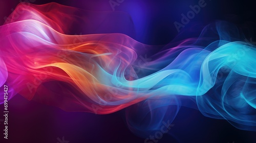 Playful multicolored vapors against inky backdrop  substantial plumes of colorful smoke on dark background