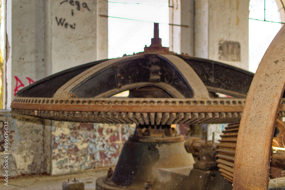 Metal parts of old and abandoned hydro power plant facilities.
