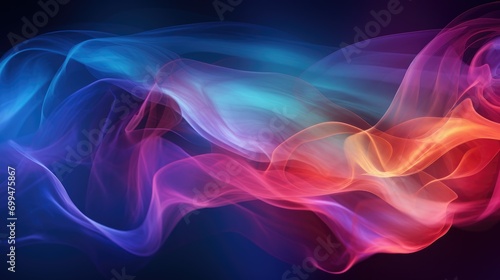 Chic prismatic smoke over shadowy surface, extensive plumes of colorful smoke on dark background
