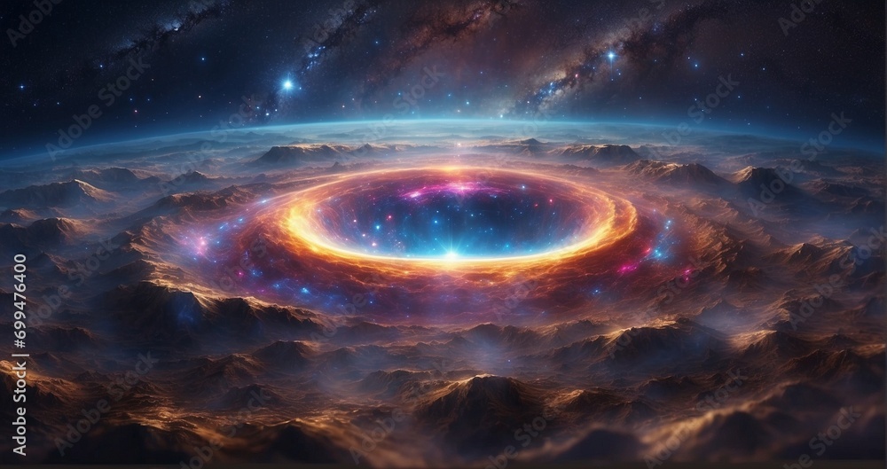The ethereal glow of a distant quasar casting its radiance on a field of celestial wonders, painting the cosmos with hues of vivid brilliance -Generative Ai The ethereal glow of a distant quasar casting its radiance on a field of celestial wonders, painting the cosmos with hues of vivid brilliance -Generative Ai