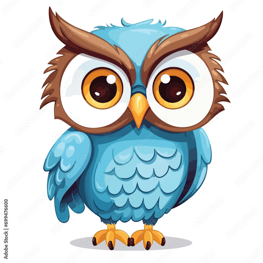 Whimsical Owl Cartoon: Isolated and Playfully Amusing