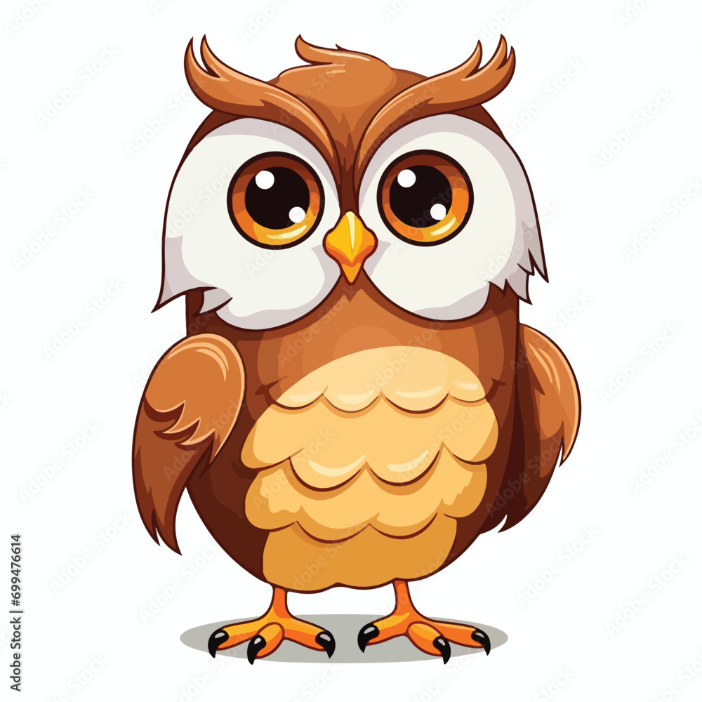 Obraz premium Whimsical Owl Cartoon: Isolated and Playfully Amusing