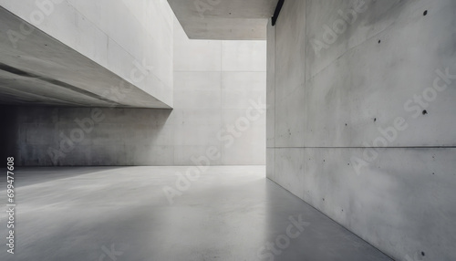 Abstract Concrete Interior Design: Light-Filled Empty Room with Modern Industrial Flair