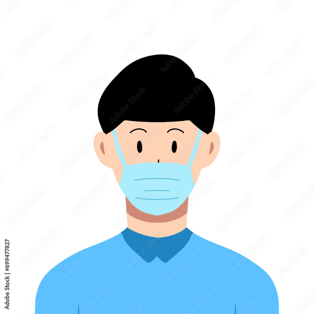 man wearing mask illustration isolated on white and transparent background. medical mask, prevent spreading virus bacteria. air pollution. man wearing mask illustration isolated on white and transparent background. medical mask, prevent spreading virus bacteria. air pollution.