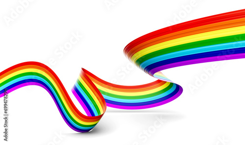 3d Flag Of Rainbow 3d Wavy Shiny Rainbow Ribbon Isolated On White Background 3d Illustration