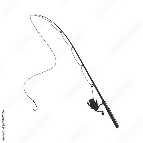 Premium Fishing Rod Vector Illustration, Professional Fishing Rod Graphic, Detailed Fishing Rod Vector Artwork, Elegant Fishing Equipment Vector Graphic, High-Quality Fishing Rod Vector Design