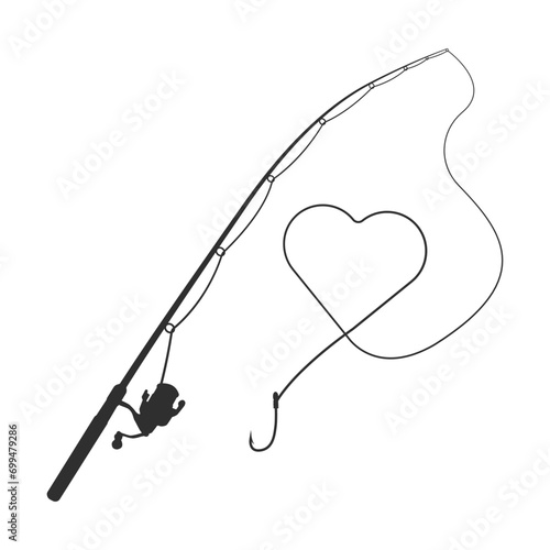 Premium Fishing Rod Vector Illustration, Professional Fishing Rod Graphic, Detailed Fishing Rod Vector Artwork, Elegant Fishing Equipment Vector Graphic, High-Quality Fishing Rod Vector Design