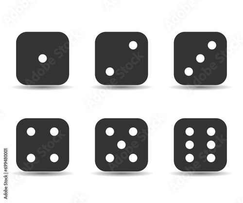 Dice sides or dice faces icon set vector  illustration