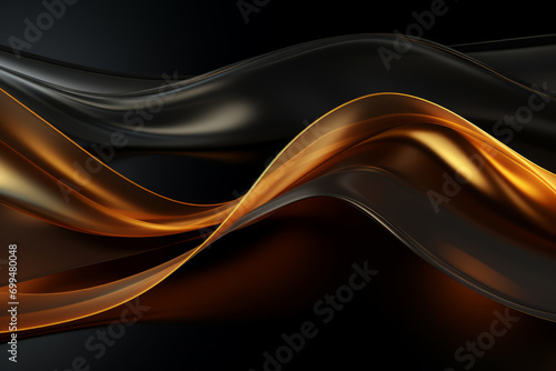 A close-up of a black and gold wave, presenting a golden curve composition with liquid golden and black fluid elements, creating a visually dynamic composition