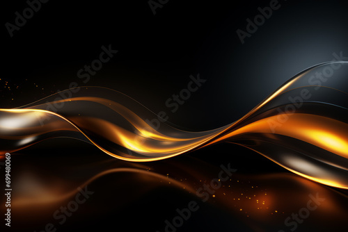 An abstract black and gold background with waves, golden curve composition, and a golden curve structure, creating a visually captivating and structured composition