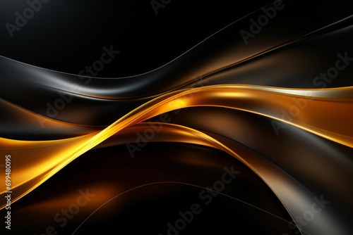 An abstract black and gold background with a golden curve composition and structure, creating a visually captivating and structured composition
