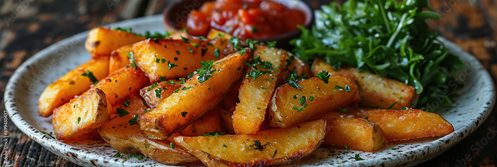 Potato fries on white plate Potato fries on white plate