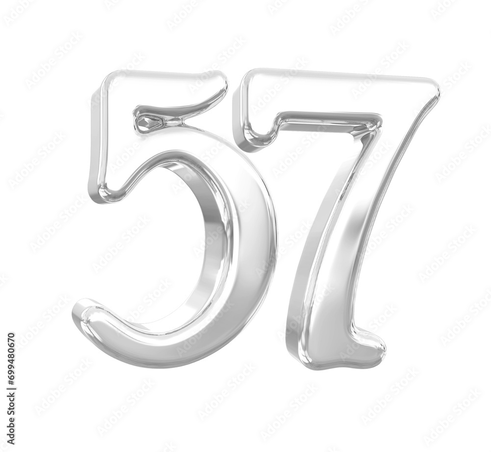 3D Silver Number 57