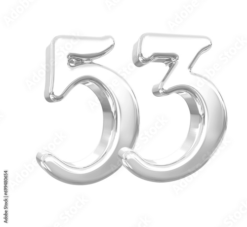 3D Silver Number 53