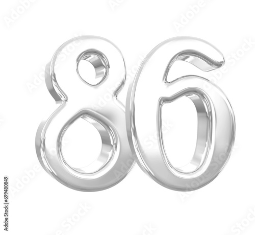 3D Silver Number 86