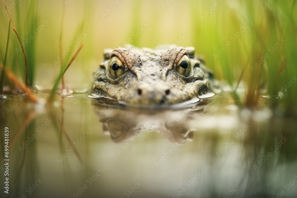 alligator lurking in murky pond, eyes alert alligator lurking in murky pond, eyes alert
